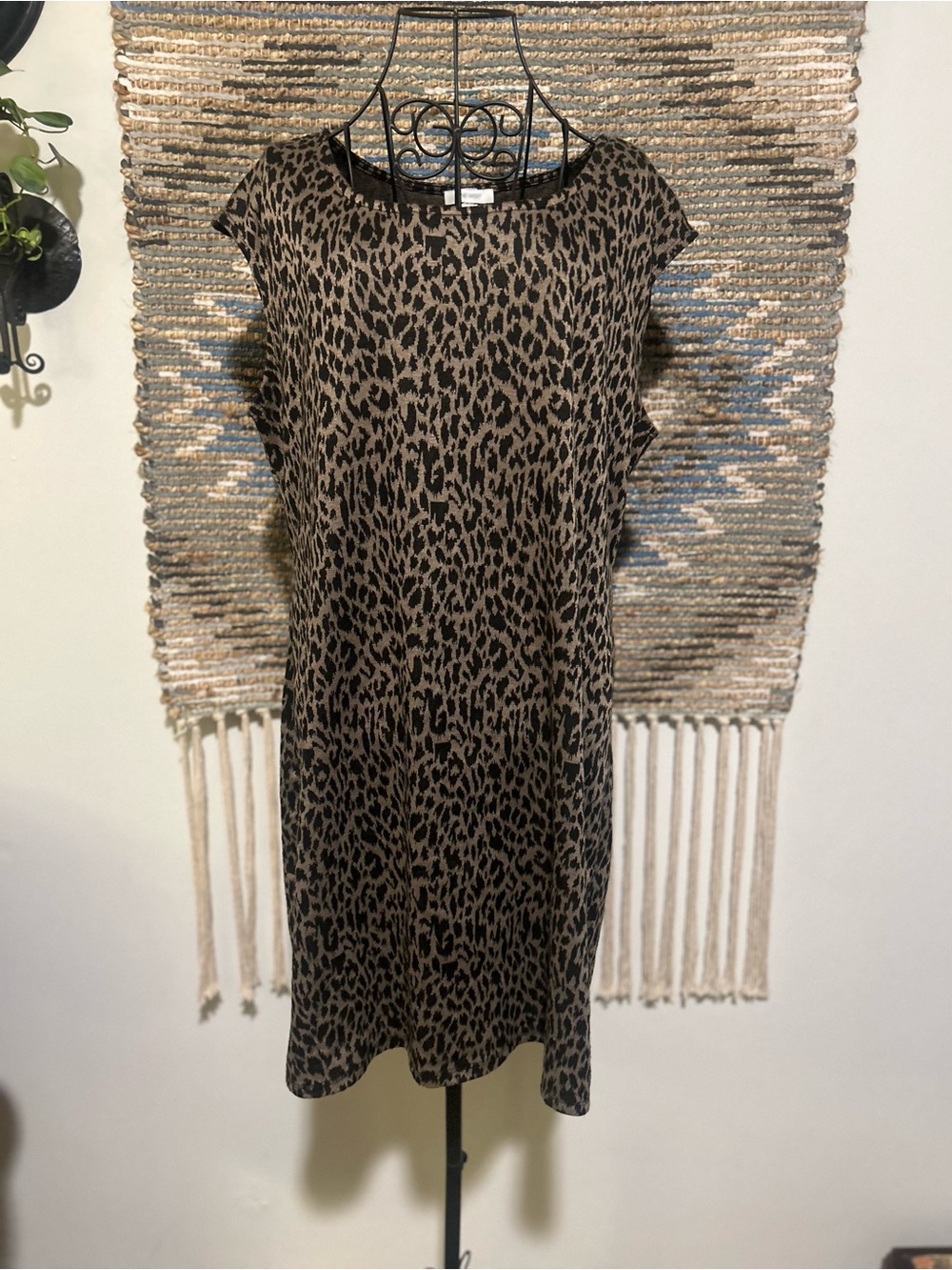 Nine West Women's Leopard Print Shift Dress - Brown/Black